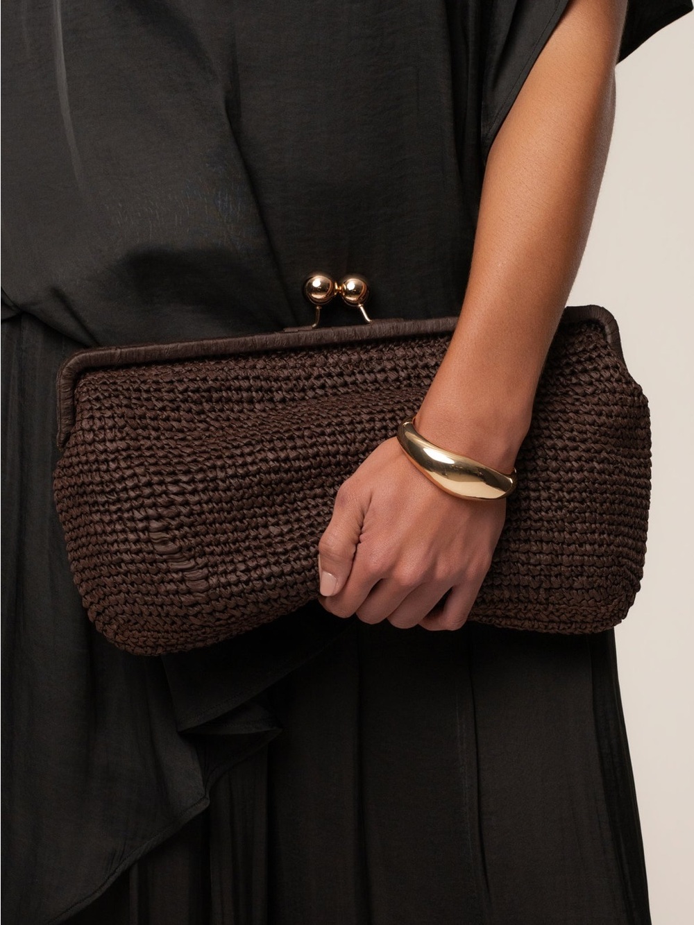 Chocolate Kiss-lock Large Clutch Bag